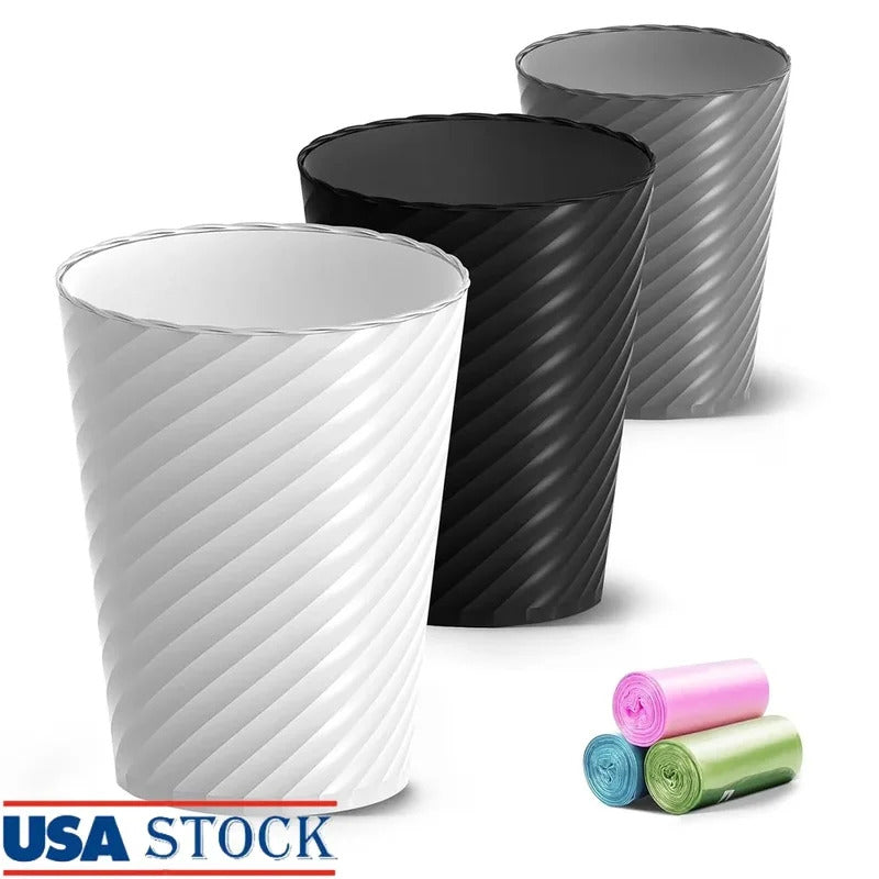 Bathroom Trash Can 3 Pack Small Round Garbage Bin with Trash Bags Sturdy Plastic Waste Basket Home Office Kitchen Bathroom