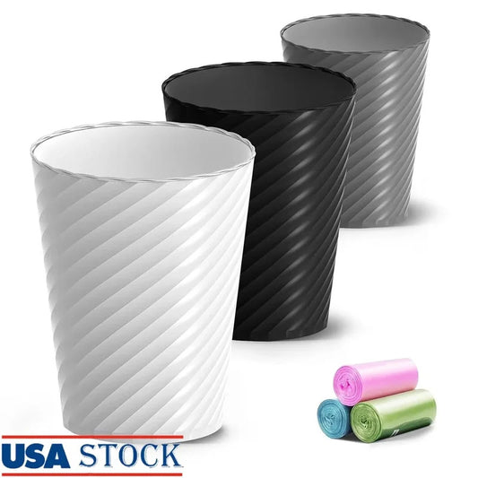 Bathroom Trash Can 3 Pack Small Round Garbage Bin with Trash Bags Sturdy Plastic Waste Basket Home Office Kitchen Bathroom