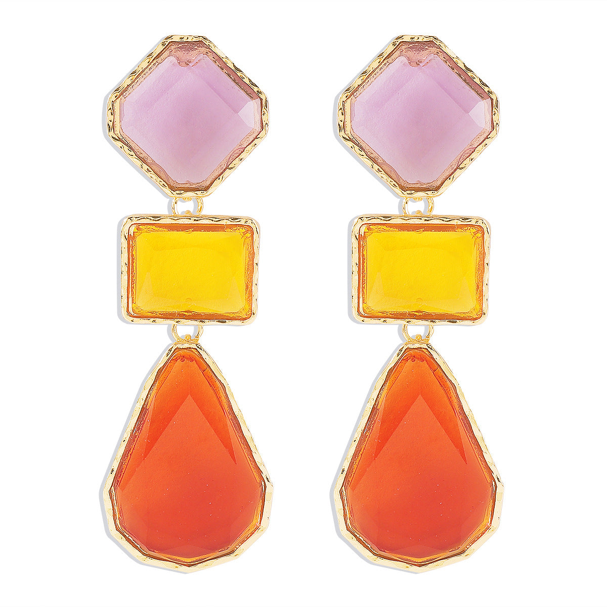 Trendy Accessories ZA Personality Fashion Exaggerated Geometric Resin Colorful Earrings Necklace
