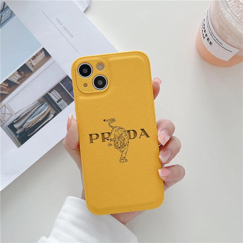 Tiger Leather Soft Case For Iphone 15 14 13 12 11 Pro Max Mini 7 8 Plus X Xs Xr Max Luxury Phone Cover Fashion Anti Drop Funda