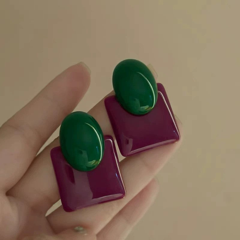 Dopamine Colorful Flower Earrings Suitable for Spring Sweet Cute Young Heart Stud Earrings for Women 2025 New Model