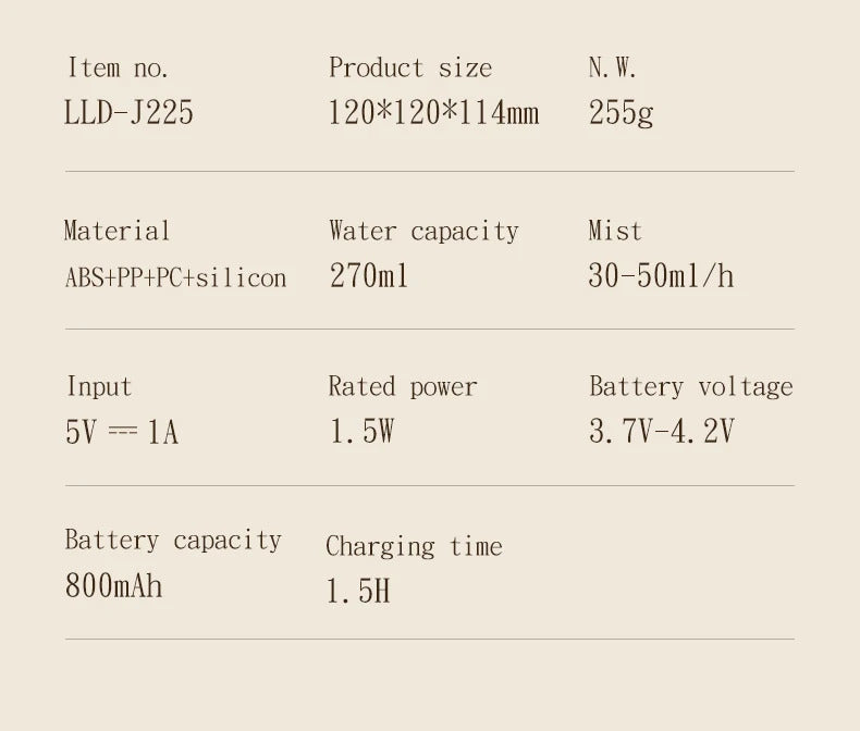 270ML Air Humidifier USB Rechargeable 800mAh Home Hydration Humidifier Colour LED Light Mist Maker Flower Humidificador