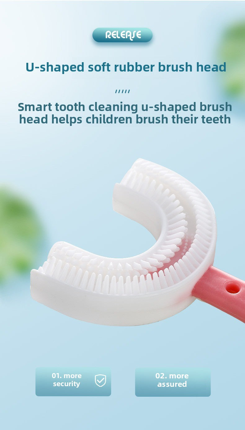 Baby and Children's Toothbrush U-shaped Baby and Child 0 to 3 to 6 to 12 Years Old Soft Hair U-shaped Brush Teeth Artifact Silicone Toothbrush