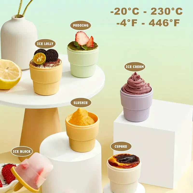 Summer Essentials: Silicone Ice Cream Cups - Bpa-Free, Freezer & Oven Safe