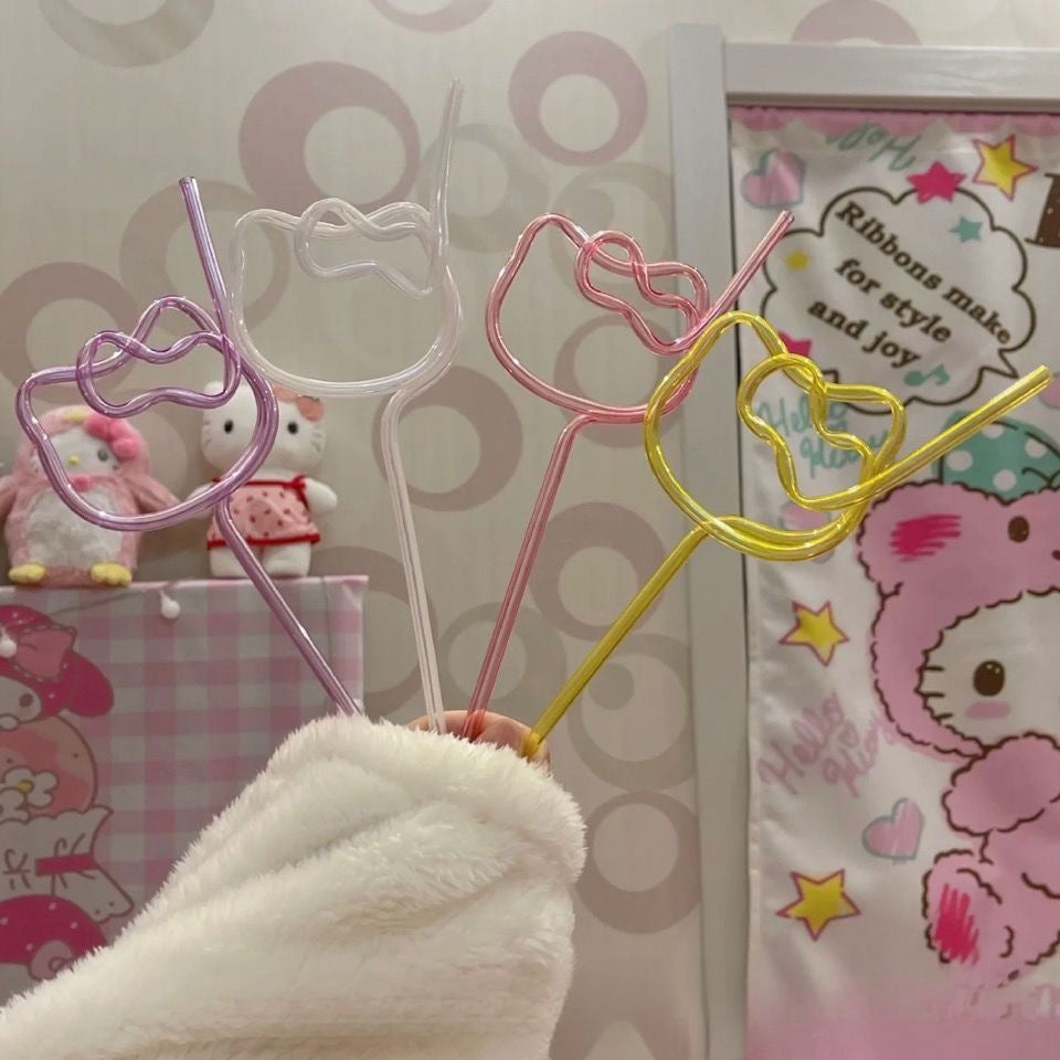 Kitty personalized straw ins color straw hose cute girls high value repeated use