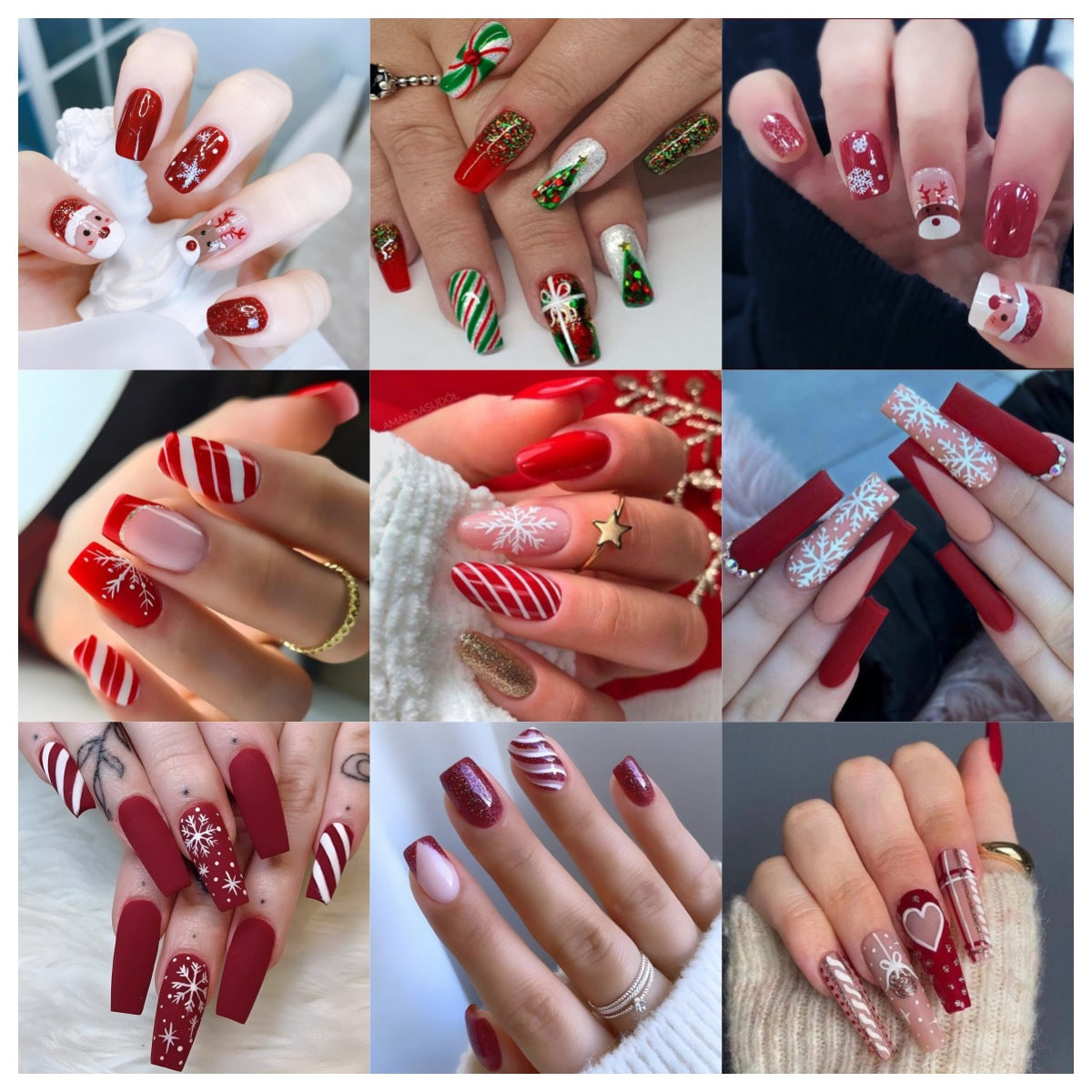 Christmas Wearable Nails Fake Nails Nail Tips Manicure Christmas Hot Press-on Fake Nail Stickers