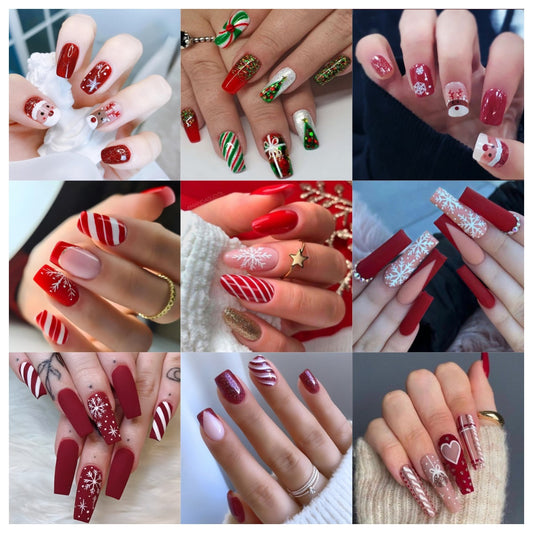 Christmas Wearable Nails Fake Nails Nail Tips Manicure Christmas Hot Press-on Fake Nail Stickers