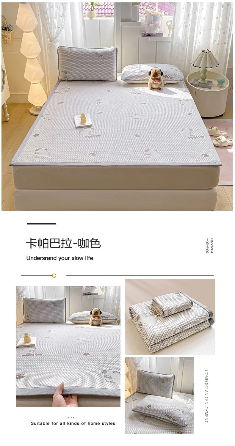 Capibara Summer Bed Mat Queen Soft Breathable Ice Bean Cooling Mat Coolness Summer Mat Cool Down Mattress Protector Pad Bedsheet