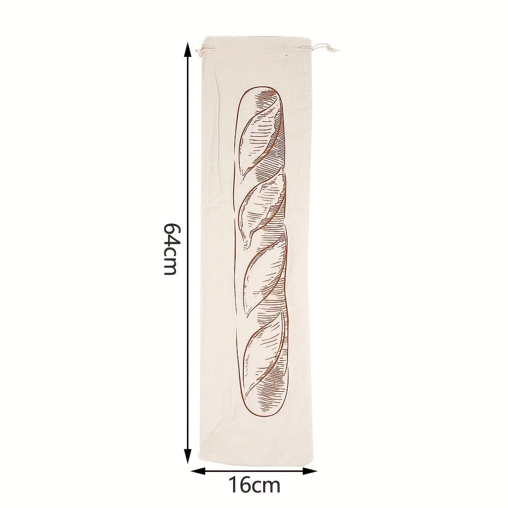 Linen Bread Bag Reusable Baguette Cotton Drawstring Storage Bag Loaf Homemade Bread Fresh Eco Friendly Keeping for Baguette