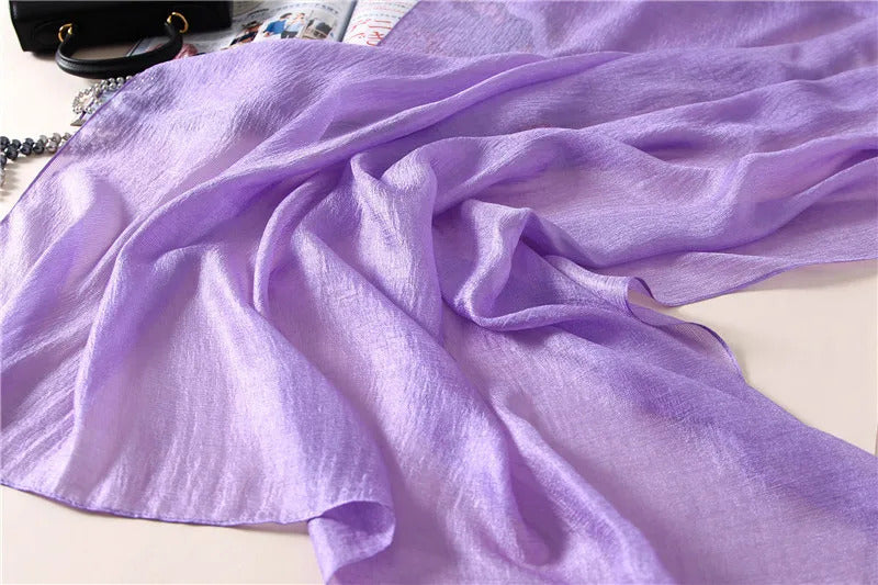 2023 Luxury Brand Women Fashion Scarf Plain Solid Silk Linen Shawls Scarves Summer Lady Bandanas Pashmina Foulard Hijab 180*90Cm