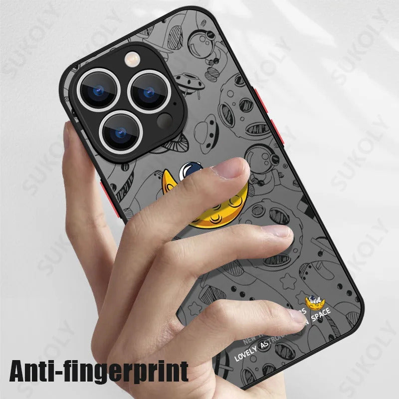 Astronaut Acrylic Phone Case For iPhone 16 13 14 Pro 15 16 Max 12 Pro Max 11 14 15 Plus Shockproof Matte Cartoon Hard Back Cover
