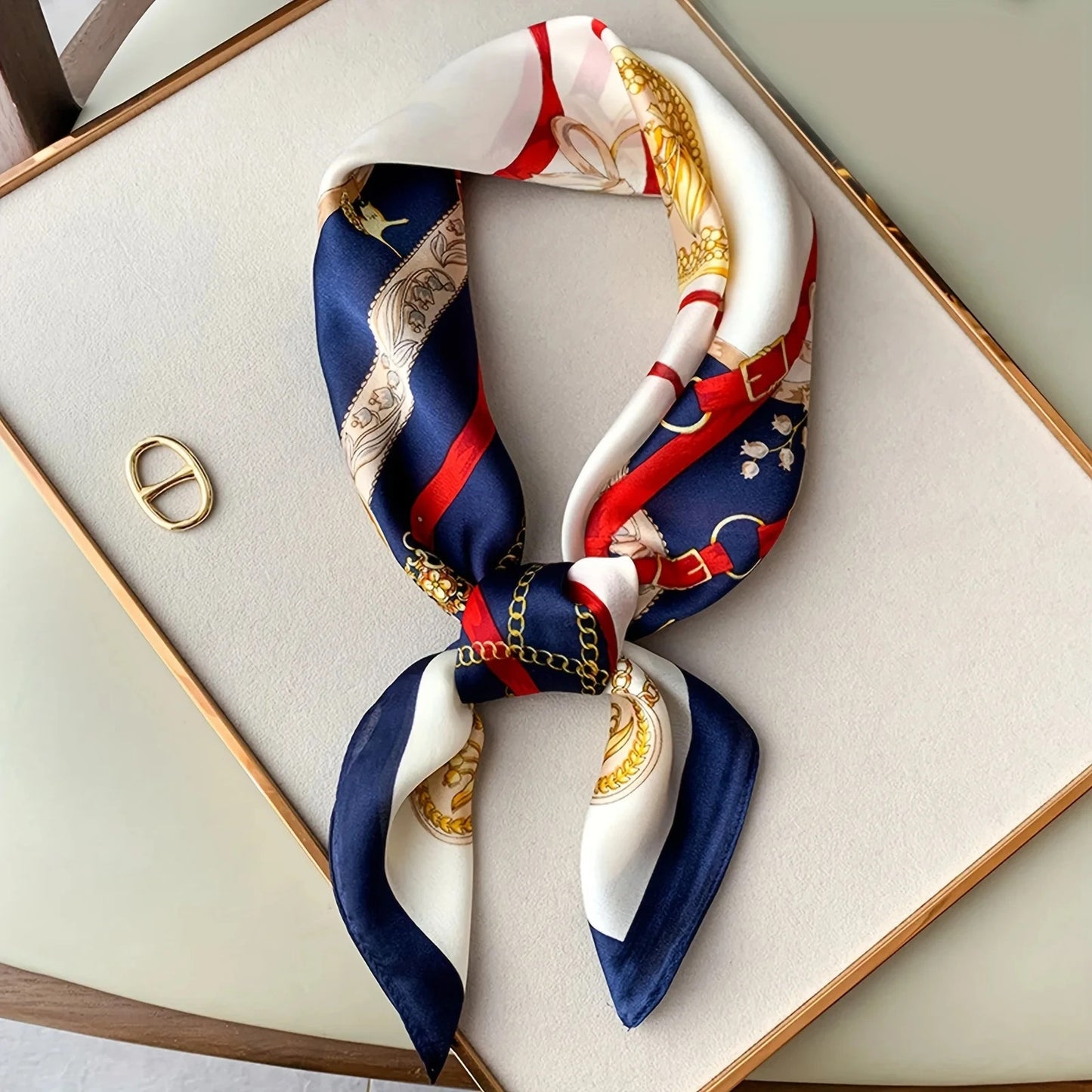 Luxury Women's Soft Satin Hair Scarves Fashion Square Printed Headscarf 70cm Professional Accessories Designer Scarf Headband