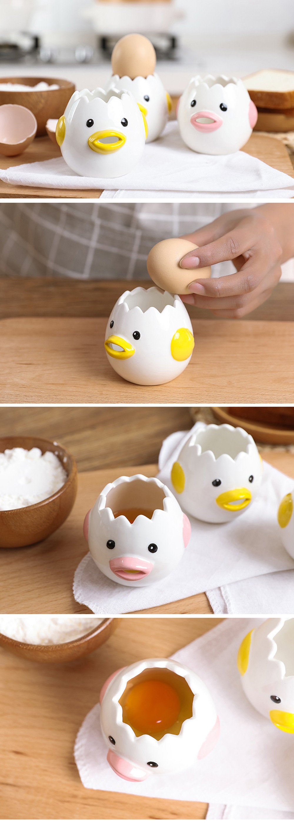Cute Chick Ceramic Egg White Separator Creative Egg Separator Egg Yolk Protein Filter Baking Tool