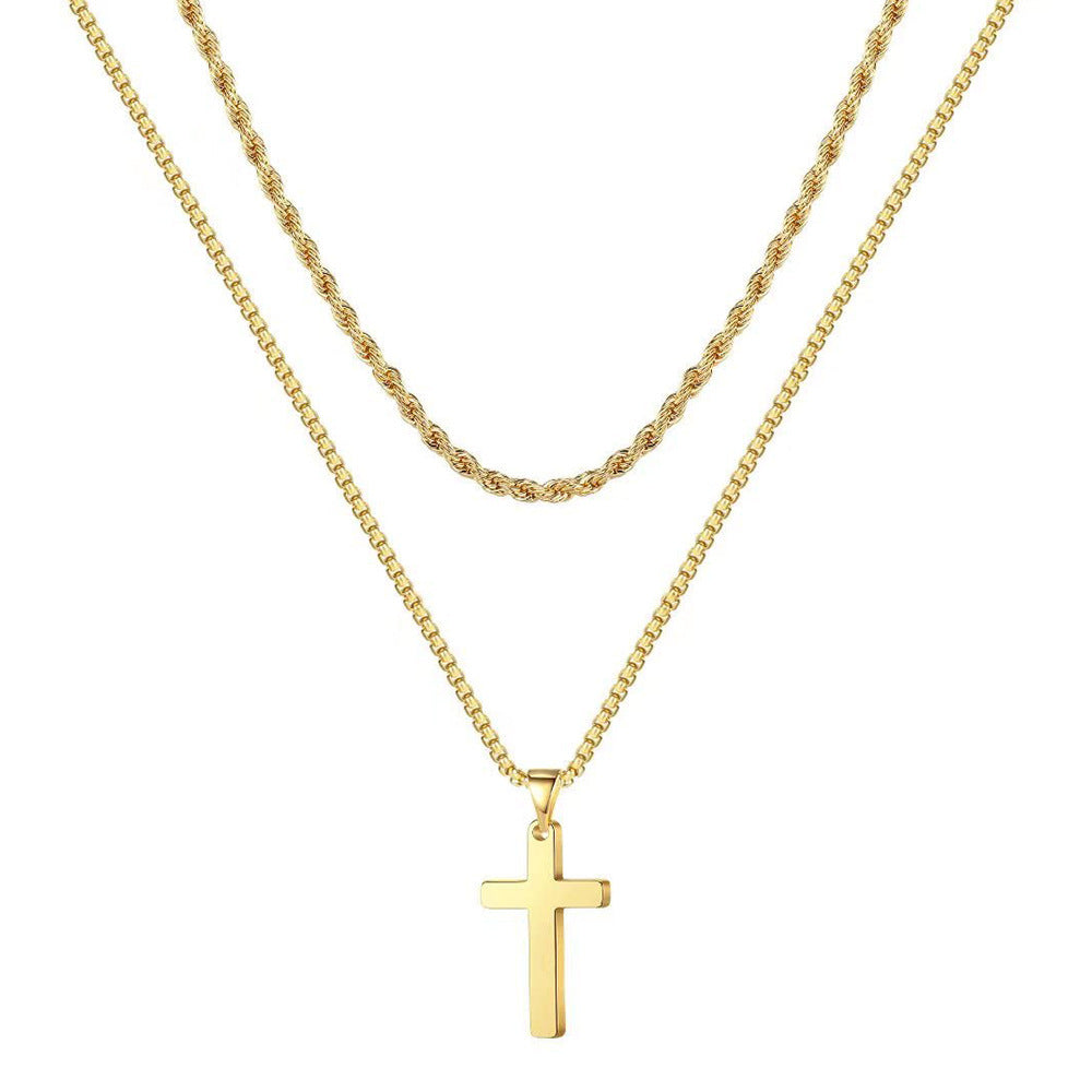 Amazon TK Hot-Selling OT Buckle Square Cross Necklace for Women Copper Plated 14K Gold Paperclip Necklace Yiwu In Stock