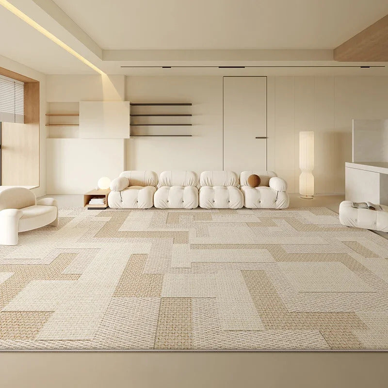 Beige Large Size Living Room Carpets Geometric Cream Carpet Luxury Home Decoration Rugs Easy To Clean Non-Slip Bedroom Rug ковер