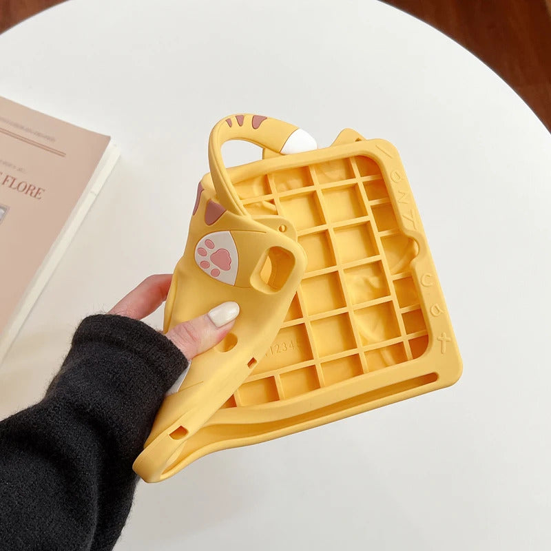 Cartoon Lucky Cat Silicone Case For Samsung Galaxy Tab A9 A7 Lite 8.7 S6 Lite 10.4 A8 X200 X205 Slot 360° Rotating Stand Cover