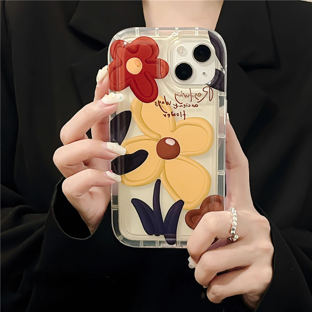 Oil Painting Flower Phone Case For iPhone 15 Case iPhone 11 13 12 14 Pro Max 7 8 Plus X XR XS SE 2020 Shockproof Soft Back Cover