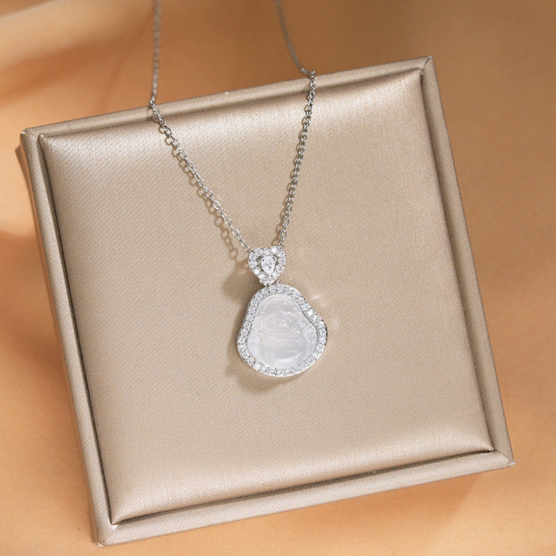 Elegant Inlaid Zircon Exquisite Titanium Steel Necklace for Women Fashionable Versatile Internet Celebrity Collarbone Chain Niche Light Luxury Jewelry