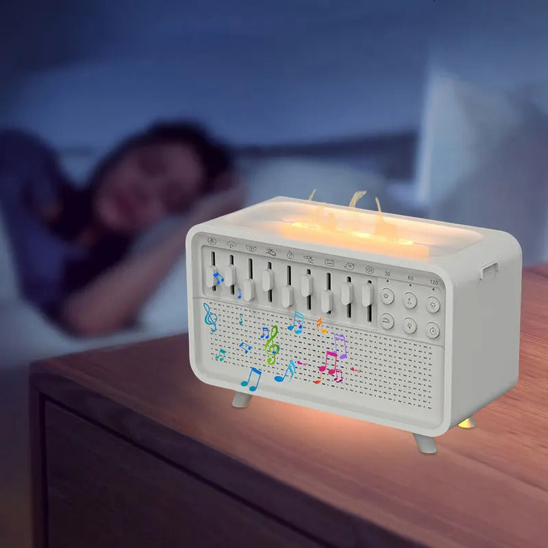 Bluetooth White Noise Machine with Essential Oil Diffuser Humidifier & Night Light 8 Natural Sounds BT Speaker for Sleep Therapy