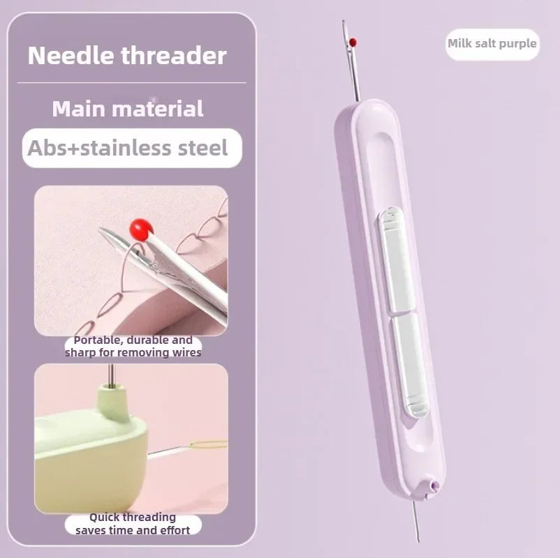 2 In 1 Needle Threader and Seam Ripper Tool Multifunctional Sewing Thread Remover Cross Stitch Crafting Accessories Easy Use