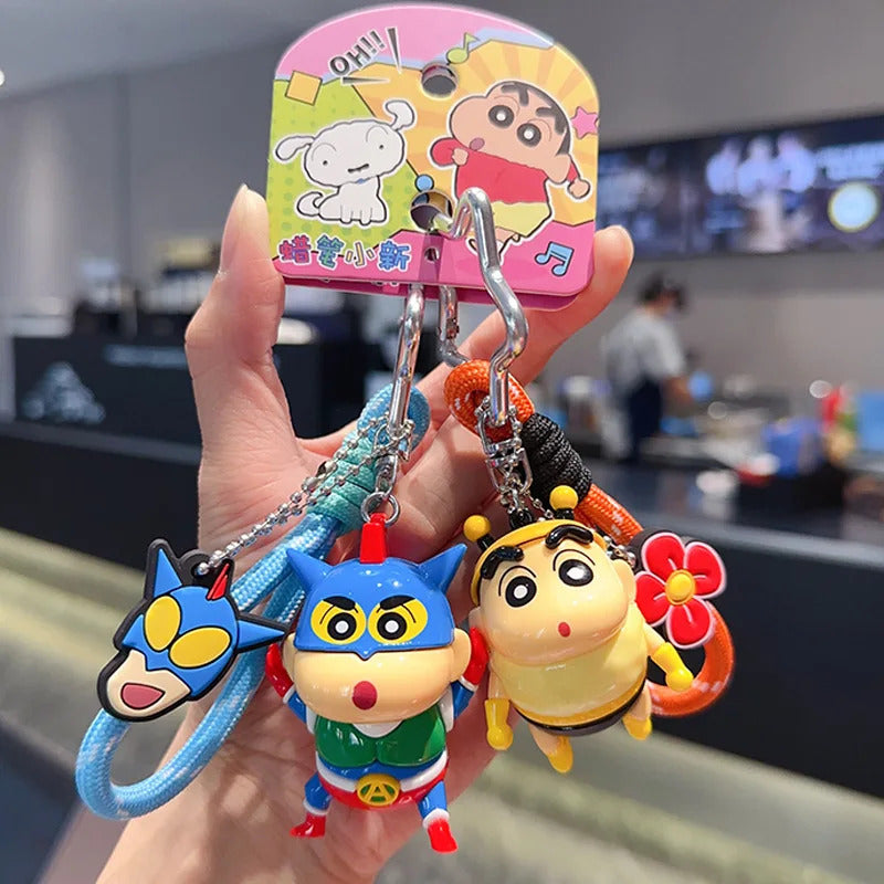 Anime Crayon Shin-Chan Classic Cute Shape Keychain Doll Car Key Chain Couple Backpack Hanging Ornament Birthday Pendant Gifts