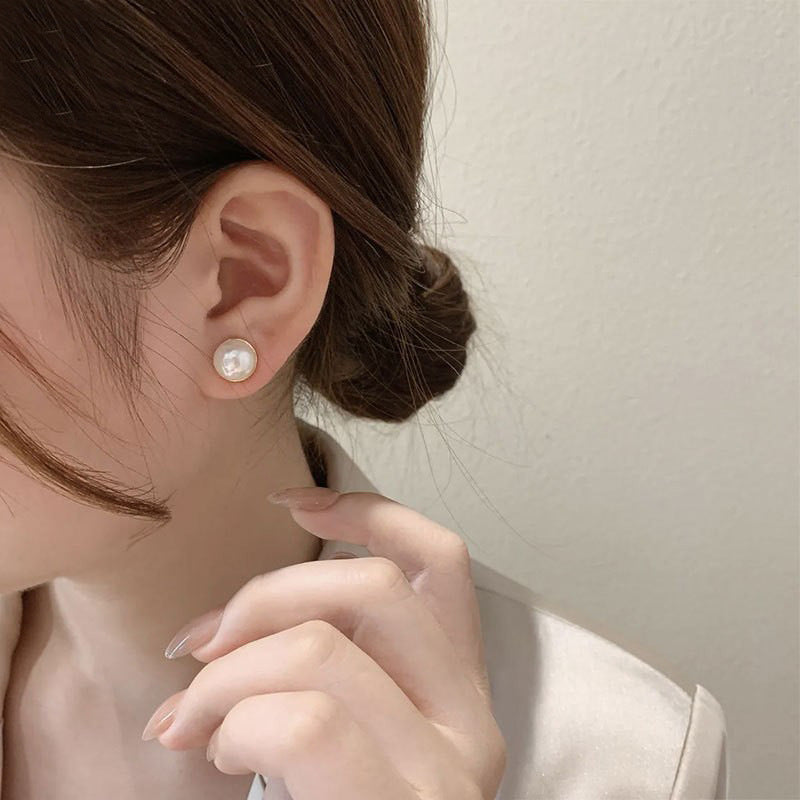 Pearl Non-Pierced Magnetic Painless Ear Clips for Women French Style Summer Earrings Light Luxury Niche Tea Series Ear Jewelry