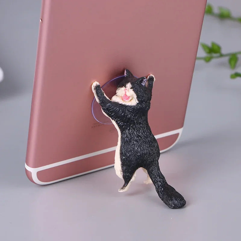 Cute Cat Phone Holder Tablets Desk Sucker Support Resin Mobile Phone Stand Holder Sucker Design Animal Holder for Smartphone