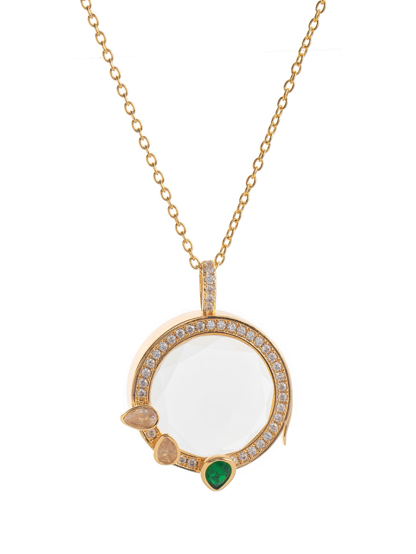 Retro Personality Photo Box Pendant Necklace Openable DIY Pendant Hollow Design Transparent Box 18K Gold Color Retention