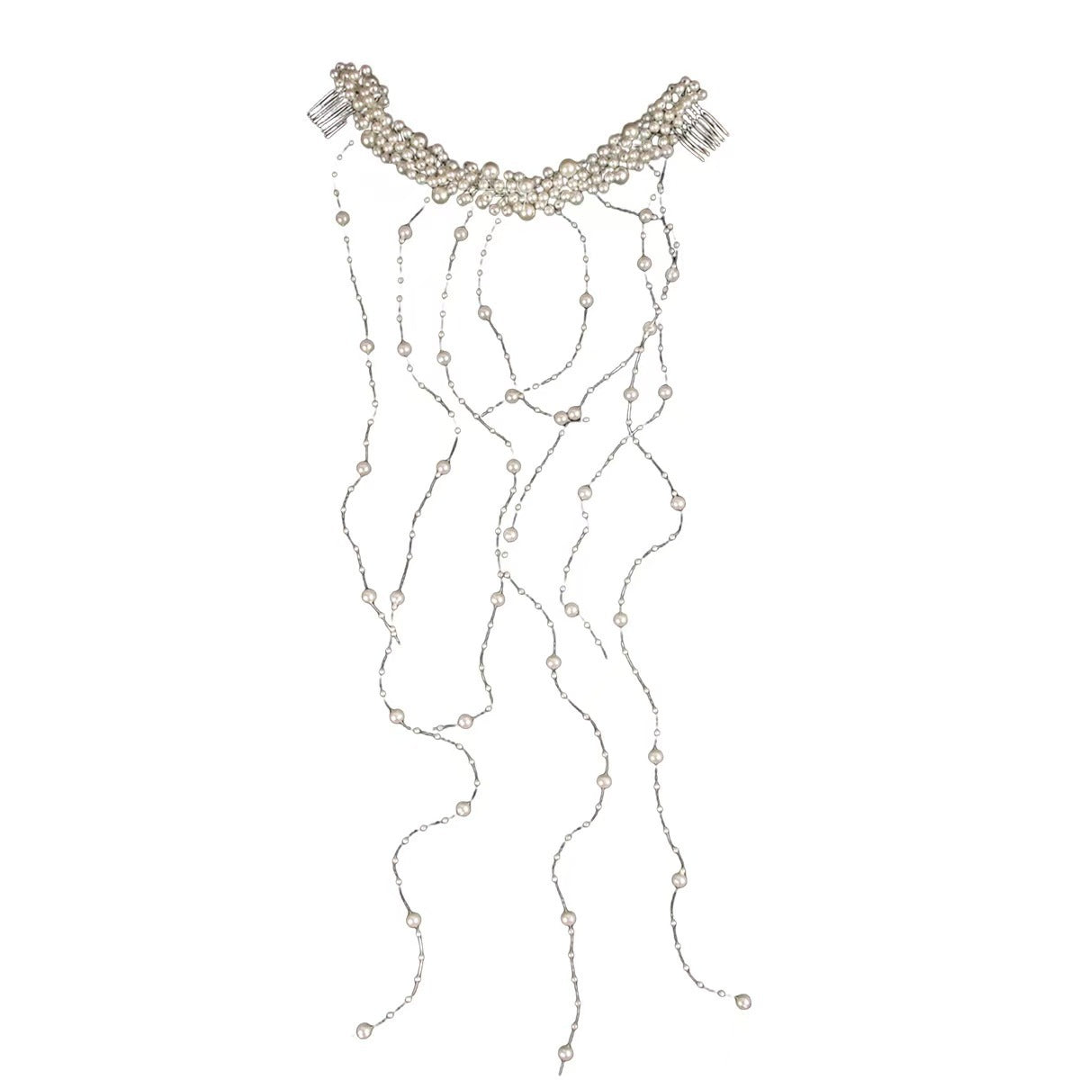 European and American Bride New Hair Accessories Handmade Pearl Headpiece Tassel Insert Comb Wave Hairband Flower Wreath Wedding Hair Comb Accessories