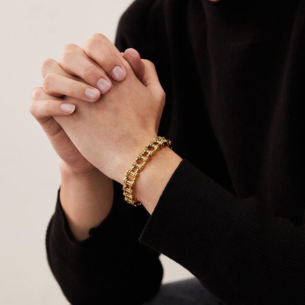 Bracelet Titanium Steel Men's Bracelet Rock Personalized Motorcycle Chain Bicycle Bracelet