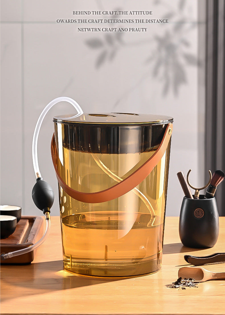 Tea Bucket Office Large Capacity with Strainer Dry Wet Separation Household Table round Portable Transparent Tea Residue Barrel
