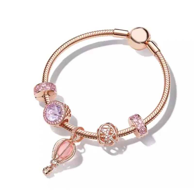 Luxurious 100%925 sterling silver original cute animal charm bead DIY set bracelet, high-end birthday gift jewelry for women