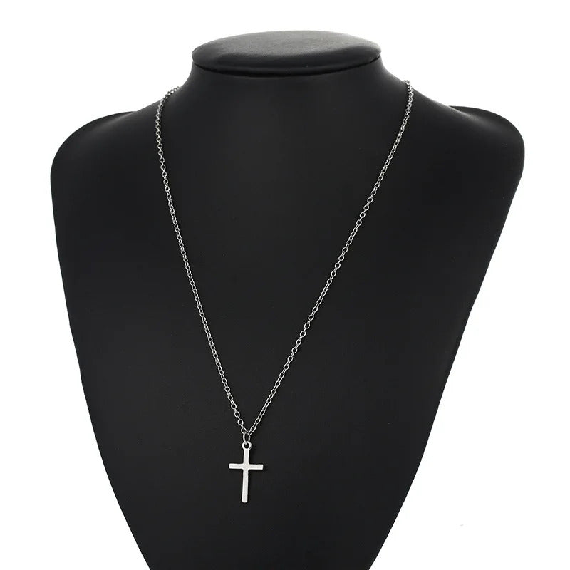 Fashion Christian Jesus Cross Necklaces Silver Color Long Chain Simple Pendants For Women Men Jewelry Gifts Dropshipping