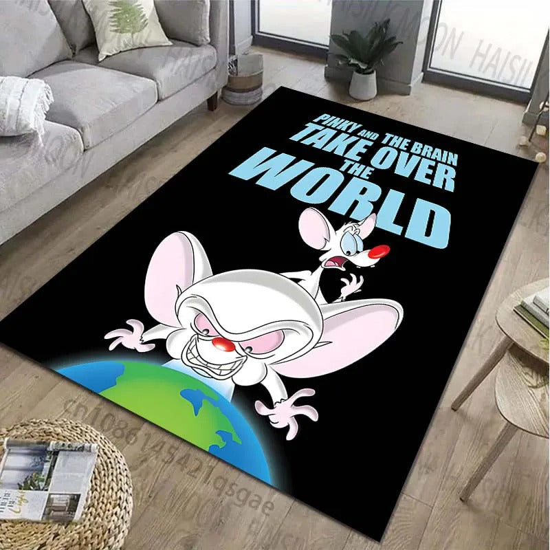 Classic Cartoon Pink The Brain Patter Carpet for Living Room Bedroom Bedside Bathroom Floor Mat Area Rug Sofa Mat Home Decor