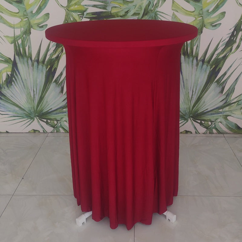 Elastic Tablecloth Cocktail Skirt Table Cover Banquet High Bar Round Elastic Cover