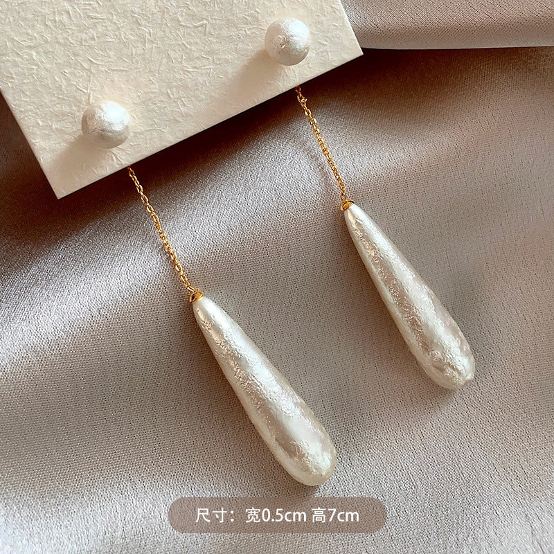 Chinese Retro Elegant New Fashion Silver Needle Earrings Tassel Dress Cotton Bead Long Earrings