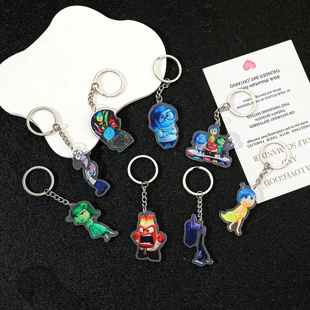 Disney New Movies Inside Out 2 Anime Acrylic Keychain Charms Cute Cartoon Pendent Keyring Strap Fashion Jewelry Accessory Gifts