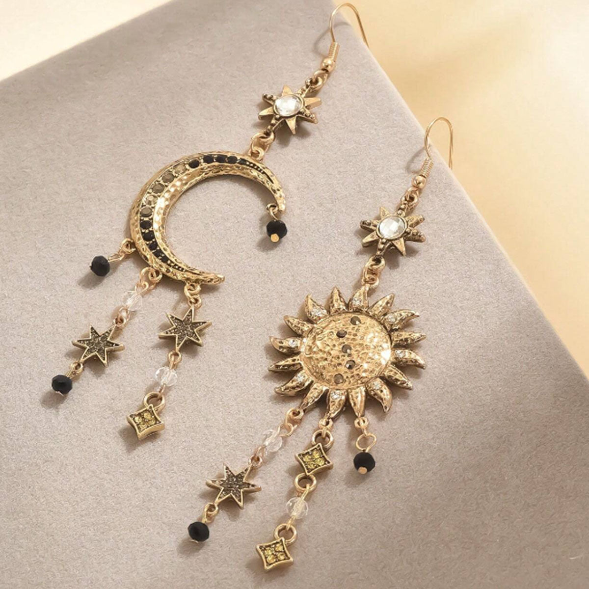Exaggerated Long Sun Moon Retro Star Moon Earrings Women's Earrings Retro Style