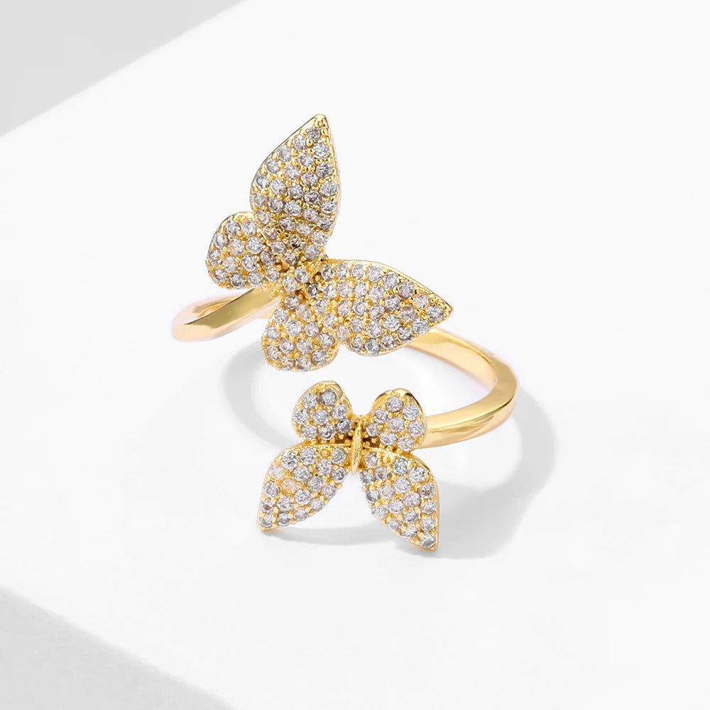 ZAKOL Exquisite Micro Inlay Zircon Butterfly Open Rings for Women Fashion Wedding Party Jewelry