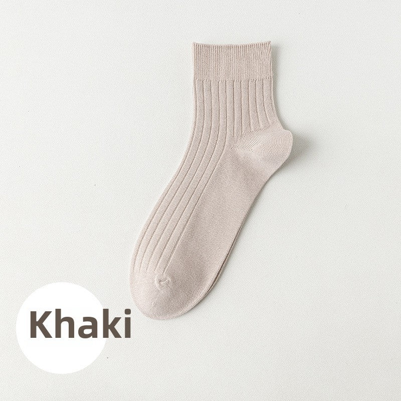 Socks Men's Spring and Summer Thin genuine goods Cotton Double Needle Drawable Mid-Tube Socks Anti-Bacterial Odor Bone-Free Sweat-Absorbing Men's Socks