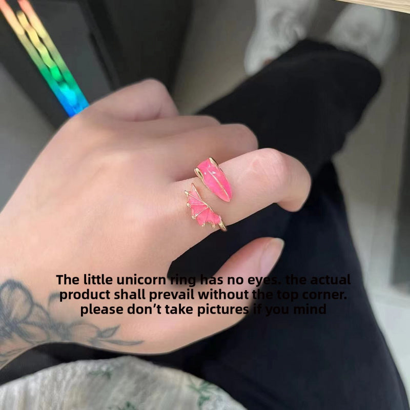 Adjustable Size Starry Sky Blue Dragon Open Ring for Women, Unique Niche Index Finger Ring, Light Luxury Trendy Men's Ring