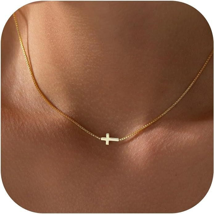 Amazon TK Hot-Selling OT Buckle Square Cross Necklace for Women Copper Plated 14K Gold Paperclip Necklace Yiwu In Stock