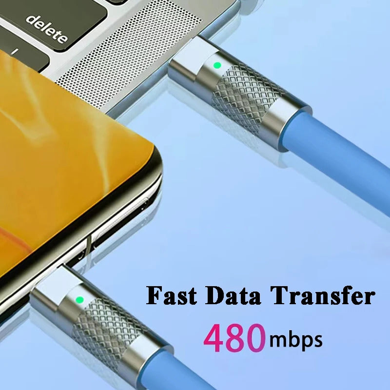 120w 6a Super Fast Charge PD Type C Liquid Silicone Cable Quick Charge 1M 2M Usb Cable Usb C to C Charger Cable