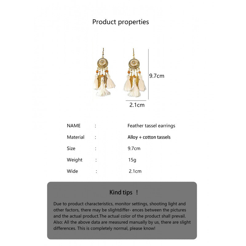 New Design Ethnic Style Earrings Unique Retro Temperament Yunnan Guizhou Sichuan Tibetan Versatile Fashion Women's Tassel Earrings