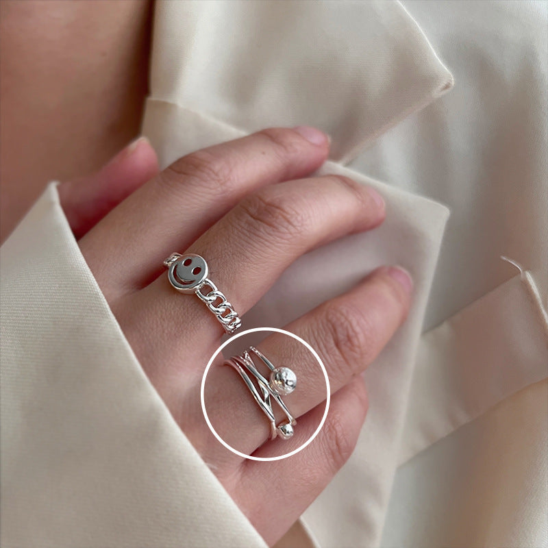 Dopamine Ring for Women, Niche Design, Personalized Beaded Index Finger Ring, High-End Fashion, Colorful Cute Closed Ring