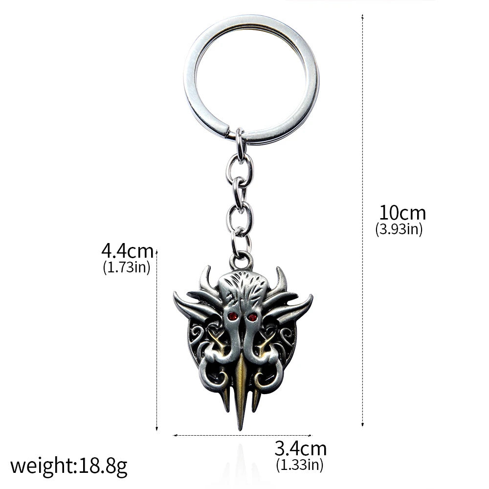 Game Baldur's Gate 3 Logo Keychain Game Peripheral Lllithid Chapter Metal Keychain Pendant Birthday Party Gift