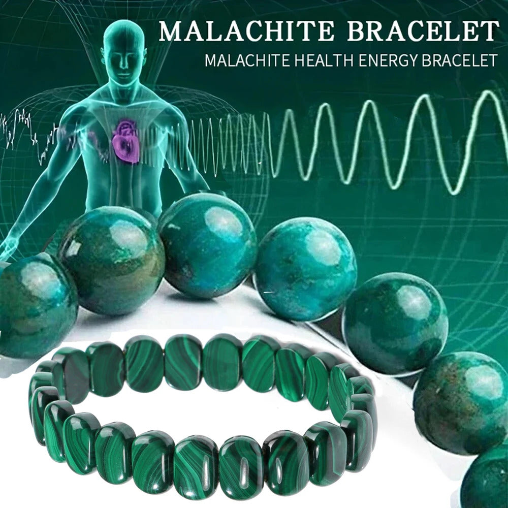 Natural Malachite Beads Bracelets for Women Men Oval Square Green Malachite Stone Chrysocolla Diabetes Relief Bracelet Jewelry