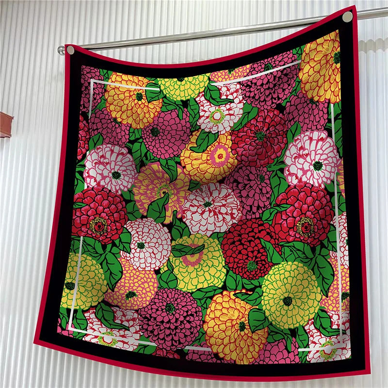 New Year Gift 90cm Large Square Scarf Scarf Women'S Scarves Spring And Autumn Style Fashion Shawl European American Twill Print