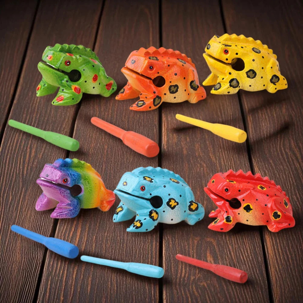 Colorful Wooden Frog Guiro Rasp,Handcrafted Wooden Frog Musical Instrument,African Wooden Frog Rasp Musical Instrument for Adult