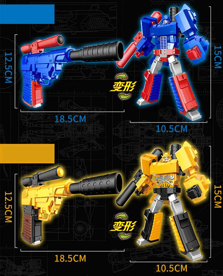 Children Action Figure 2in1 Transforming Robot Gun Toy Transforming Robot Figure Multi Articulated Joints Boys Collection Gifts